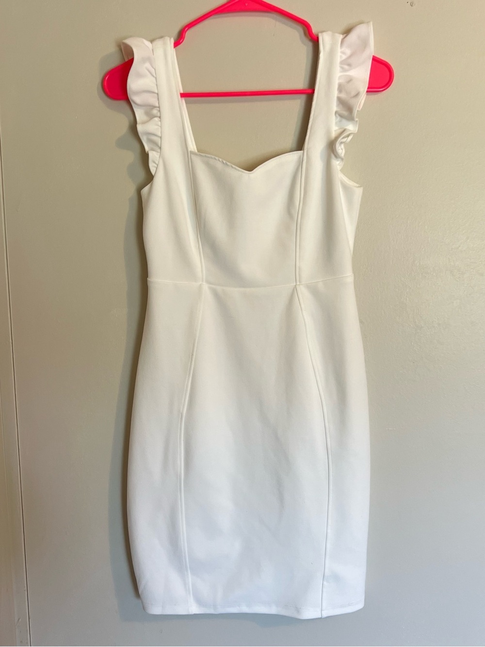 Lulu's White Ruffle Strap Mini Sheath Dress
